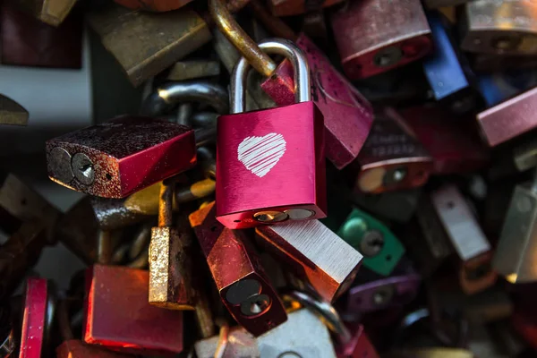 Cadenas Sur Pont Cologne Allemagne Vue Détaillée Des Cadenas Des — Photo