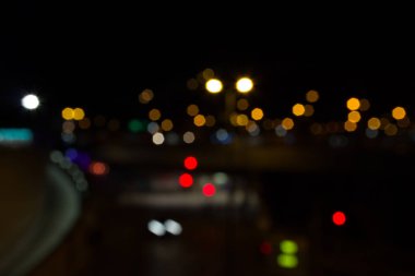 Şehir ışık bokeh arka plan, Rating gece şehri, Defocused gece trafik ışıkları.