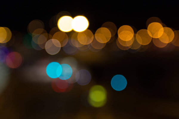 City light bokeh background, city traffic night, Defocused night traffic lights.