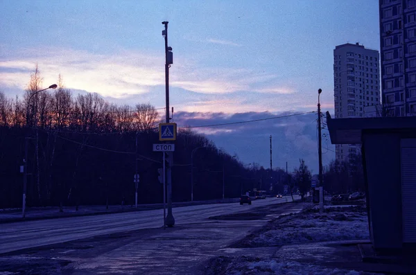 Αυγή στη Μόσχα το Μάρτιο — Φωτογραφία Αρχείου