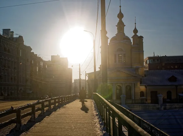 Церковь Берегу Москвы Зима — стоковое фото