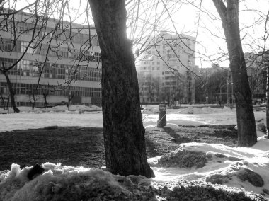 siyah ve beyaz manzara Moskova kar