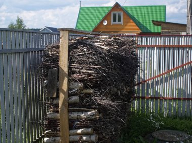 yaz bahçesinde küçük woodpile