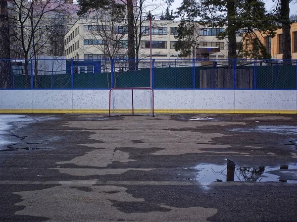 Neige Fond Sur Terrain Hockey Mosco — Photo