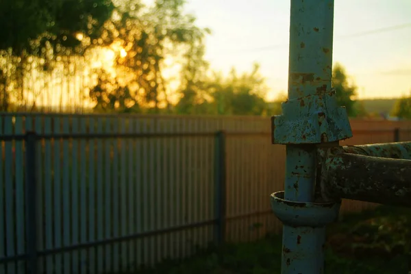 Ημιτελές Ξύλινο Εξοχικό Σπίτι Βράδυ Καλοκαίρι Russi — Φωτογραφία Αρχείου