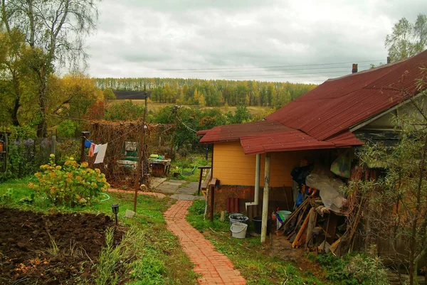 Casa Rural Aldeia Outono Rússia — Fotografia de Stock