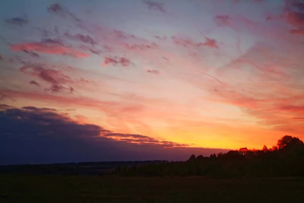 Coucher Soleil Coloré Campagne Automne Russi — Photo