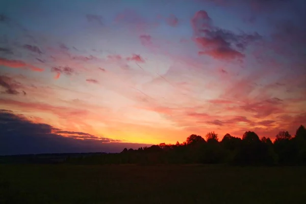 Színes Naplemente Vidéken Ősszel Russi — Stock Fotó