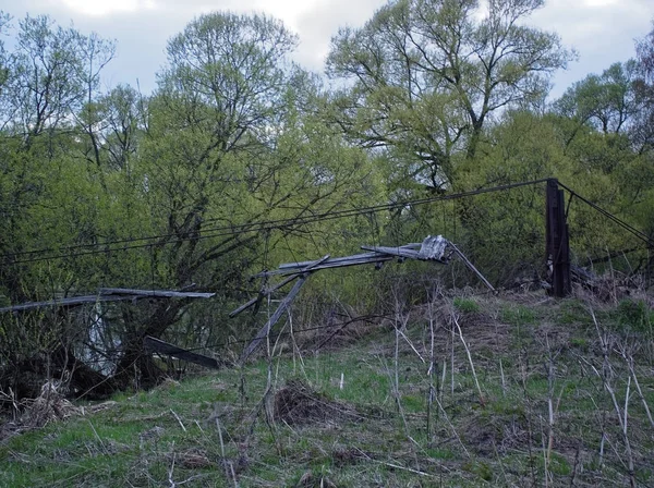 Rozbitý Most Jarním Večeru Russi — Stock fotografie