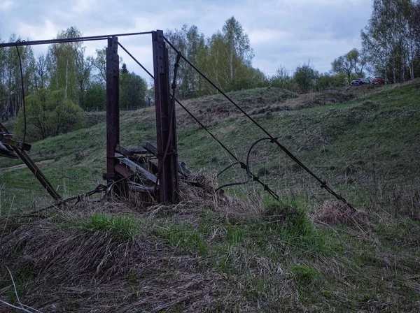 Tört Függőhíd Tavaszi Este Russi — Stock Fotó