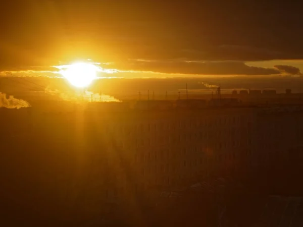 Pôr Sol Muito Brilhante Primavera Mosco — Fotografia de Stock