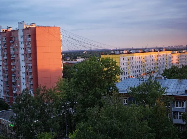 Закат Окраине Города Моско — стоковое фото