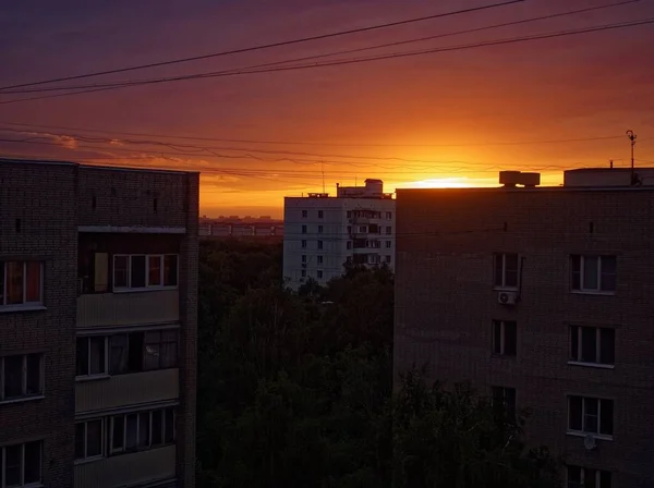 Západ Slunce Okraji Města Mosco — Stock fotografie
