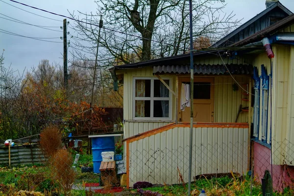Casas Antigas Aldeia Outono Rússia — Fotografia de Stock
