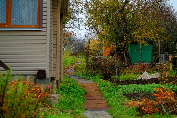 Gamla Hus Höstbyn Ryssland — Stockfoto