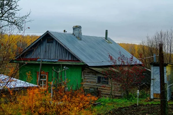 Casas Antiguas Pueblo Otoño Rusia — Foto de Stock