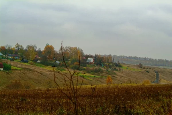 Small Village Cloudy Autumn Russia — Stock Photo, Image