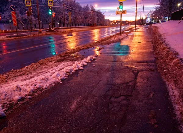 broad street in the early morning in winter, Moscow