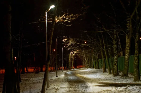 Callejón Con Linternas Noche Invierno Moscú — Foto de Stock