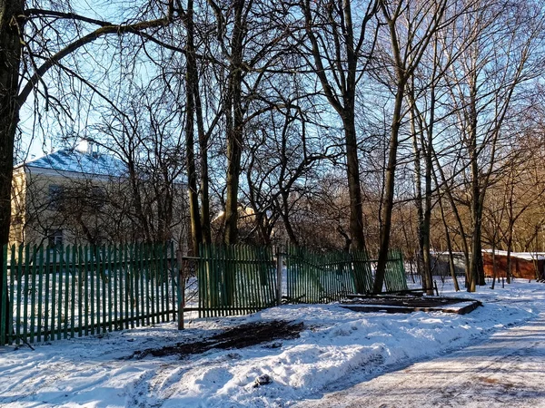 Pequeño Pueblo Las Afueras Ciudad Invierno Moscú — Foto de Stock