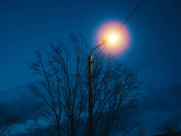 Straatlamp Buurt Van Het Huis Vroege Ochtend Moskou — Stockfoto