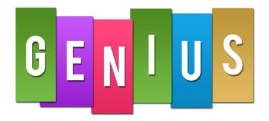 Renkli arka plan üzerinde yazılı dahi metin.