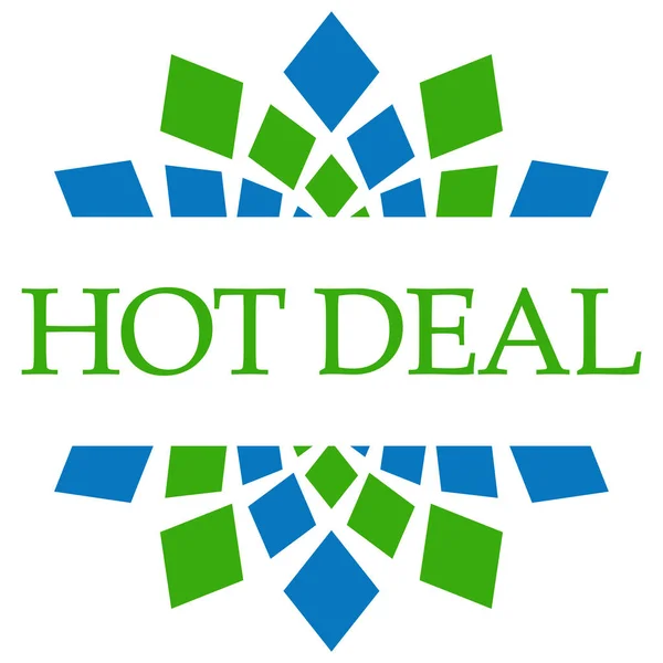 Hot deal text written over green blue background.