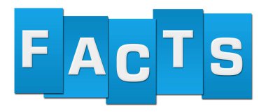 Mavi arka plan üzerinde yazılı gerçekler metin alfabe.