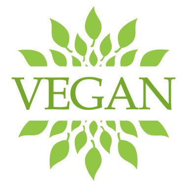 Vegan konsept resmi metin ve yaprak semboller ile.