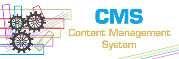 Cms コンテンツ管理システムのテキストがカラフルな背景上に書かれました — ストック写真