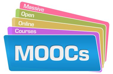 Renkli arka plan üzerinde yazılı Moocs metin.