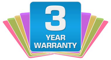 Üç yıl garanti metin mavi renkli arka plan üzerinde yazılı.