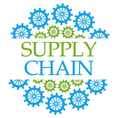 Tedarik zinciri metin yeşil mavi arka plan üzerinde yazılı.