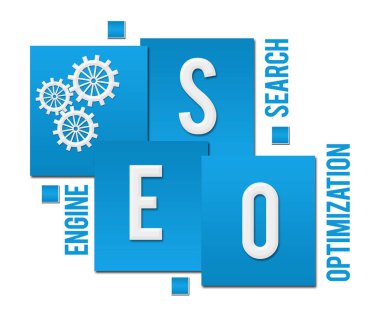 SEO kavramı görüntü metin ve dişli simgesiyle.