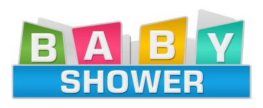 Bebek duş kavramı resme metin renkli arka plan üzerinde.