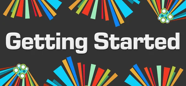 Getting started text written over dark colorful background.