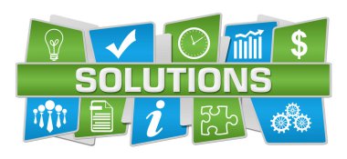 Metin ve ilgili sembol ile çözümler kavramı resmi.