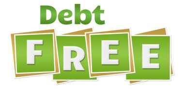 Borç ücretsiz metin yeşil arka plan üzerinde yazılı.