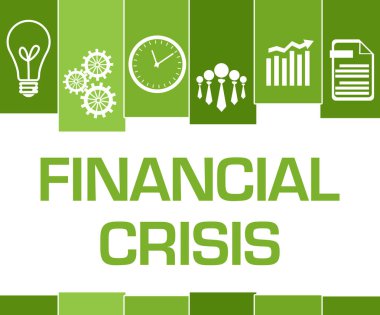 Metin ve ilgili sembollerle finansal kriz konsepti.