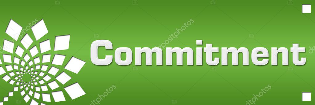 Commitment text written over green  background.