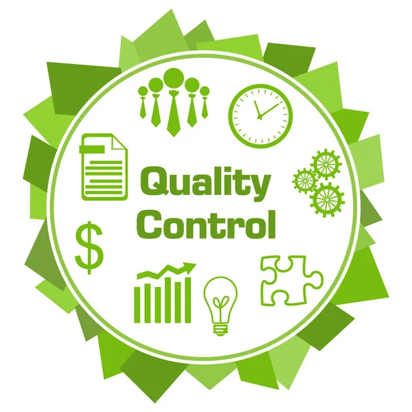 Quality Control Text Written Green Background Symbols — Stock Photo, Image