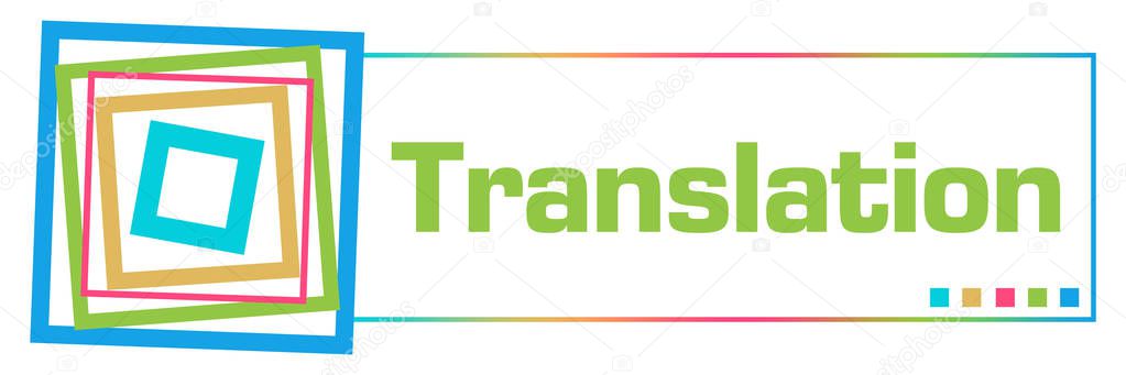 Translation text written over colorful background.