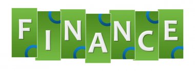 Yeşil mavi arkaplan üzerine yazılmış finans metni.