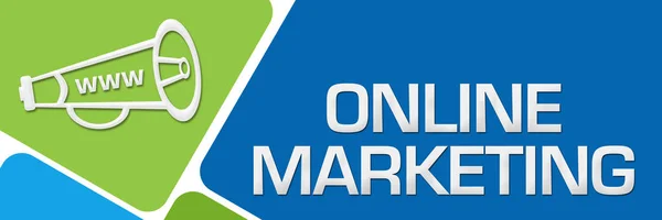 Online Marketing Konzeptbild Mit Text Und Verwandten Symbolen — Stockfoto