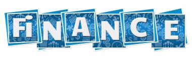Mavi arka plan üzerinde yazılı Finans metin.