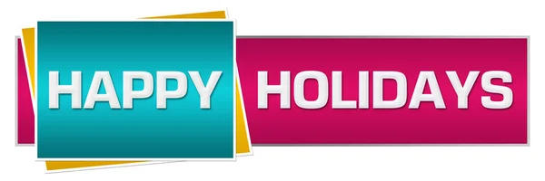 Happy Holidays Testo Scritto Sfondo Rosa Turchese — Foto Stock