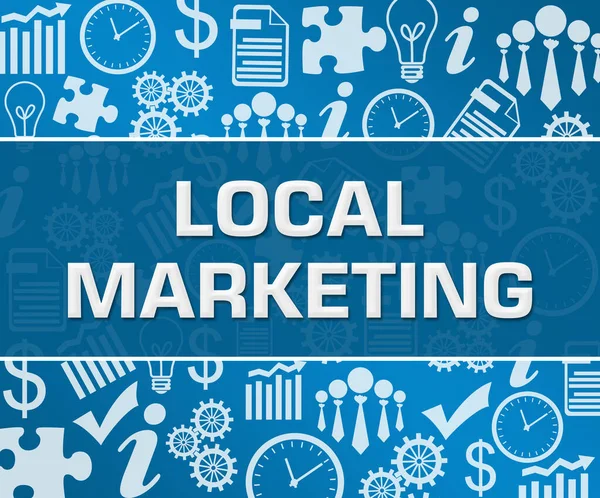 Local marketing concept image with text and related symbols.