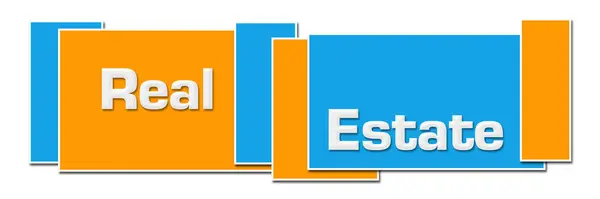 Real Estate Text Written Blue Orange Background — Stock fotografie