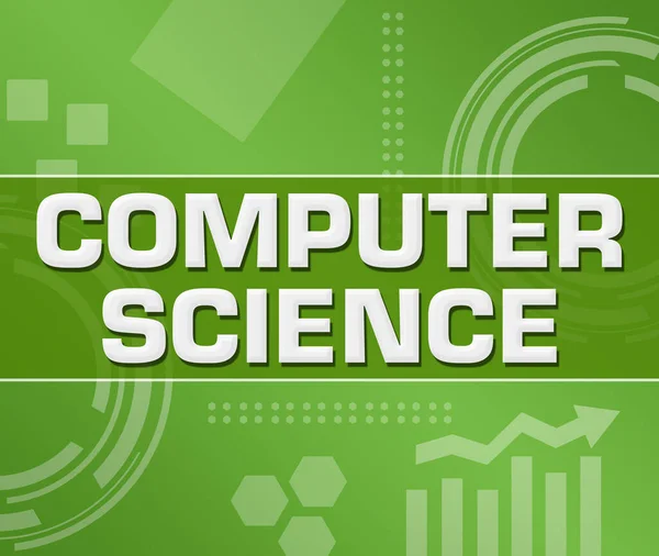 在绿色背景下编写的计算机科学文本 — 图库照片