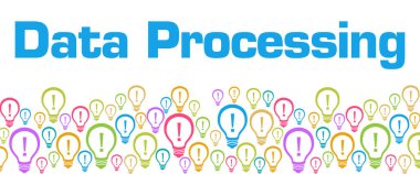 Renkli arkaplan üzerine yazılmış veri işleme metni.